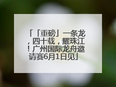 「重磅」一条龙，四十载，耀珠江！广州国际龙舟邀请赛6月1日见