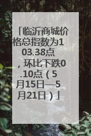 临沂商城价格总指数为103.38点，环比下跌0.10点（5月15日—5月21日）