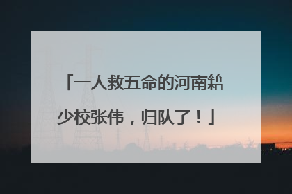一人救五命的河南籍少校张伟，归队了！