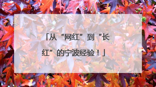 从“网红”到“长红”的宁波经验！
