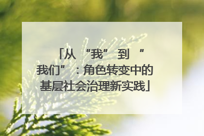 从 “我” 到 “我们”：角色转变中的基层社会治理新实践