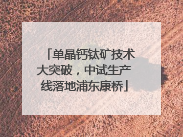 单晶钙钛矿技术大突破，中试生产线落地浦东康桥