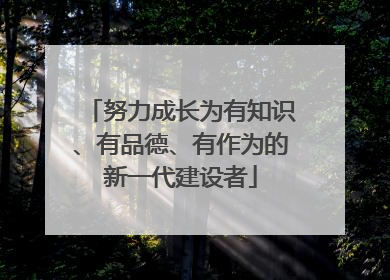 努力成长为有知识、有品德、有作为的新一代建设者