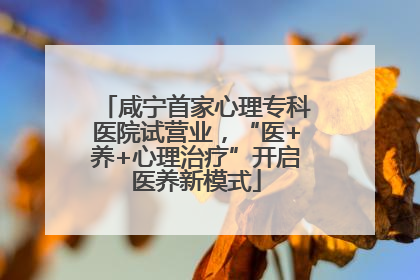 咸宁首家心理专科医院试营业，“医+养+心理治疗”开启医养新模式