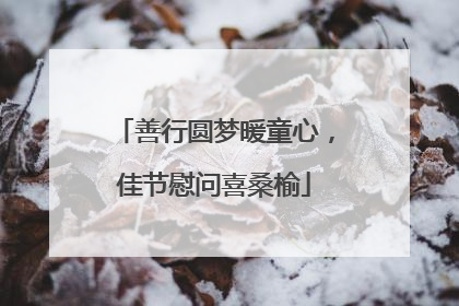 善行圆梦暖童心，佳节慰问喜桑榆