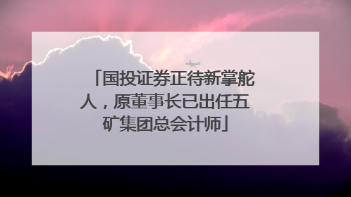 国投证券正待新掌舵人，原董事长已出任五矿集团总会计师