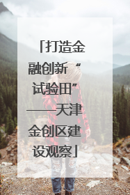 打造金融创新“试验田”——天津金创区建设观察