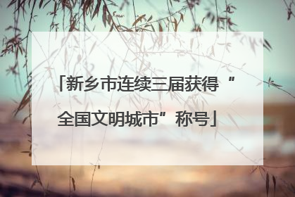 新乡市连续三届获得“全国文明城市”称号