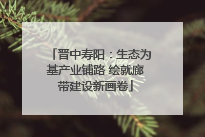 晋中寿阳：生态为基产业铺路 绘就廊带建设新画卷