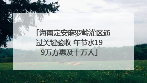 海南定安麻罗岭灌区通过关键验收 年节水199万方惠及十万人