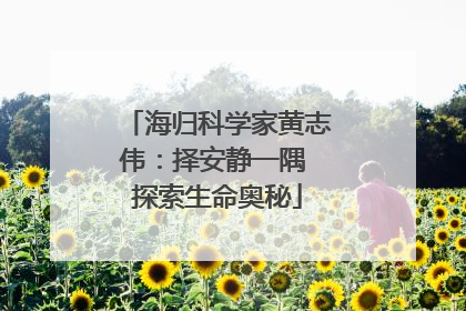 海归科学家黄志伟：择安静一隅 探索生命奥秘