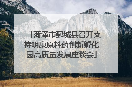 菏泽市鄄城县召开支持明康原料药创新孵化园高质量发展座谈会