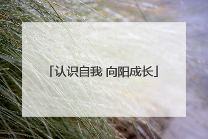 认识自我 向阳成长