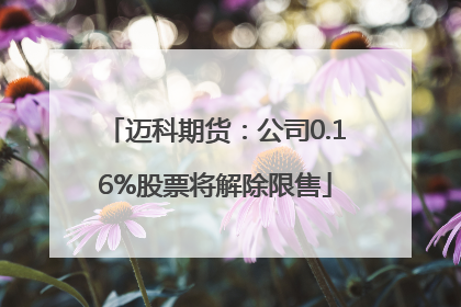 迈科期货：公司0.16%股票将解除限售