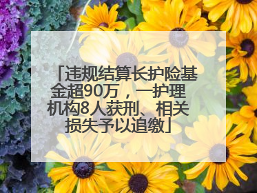 违规结算长护险基金超90万，一护理机构8人获刑、相关损失予以追缴