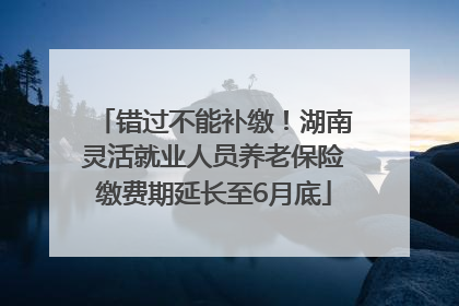 错过不能补缴！湖南灵活就业人员养老保险缴费期延长至6月底