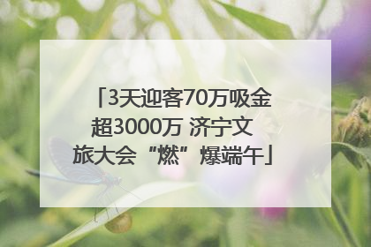 3天迎客70万吸金超3000万 济宁文旅大会“燃”爆端午