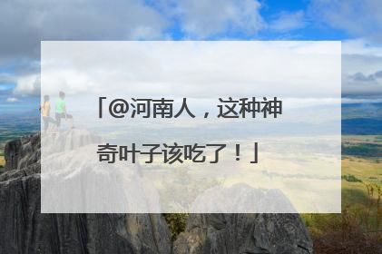 @河南人，这种神奇叶子该吃了！
