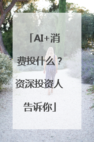 AI+消费投什么？资深投资人告诉你